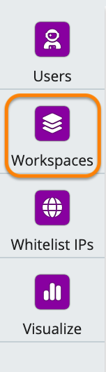 Screenshot of workspaces menu option highlighted in the account menu.