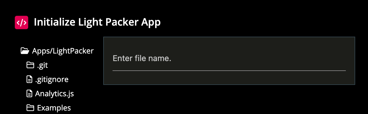 Screenshot of Create File input fileld highlighted in the IDE.
