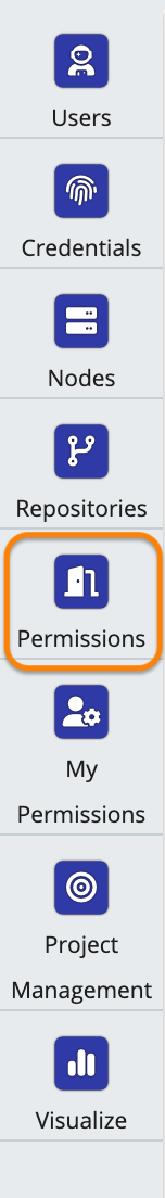 Screenshot of permissions menu option highlighted in the workspace menu.