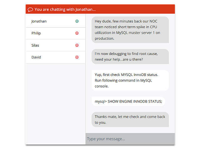 Partial screenshot of live chat screen